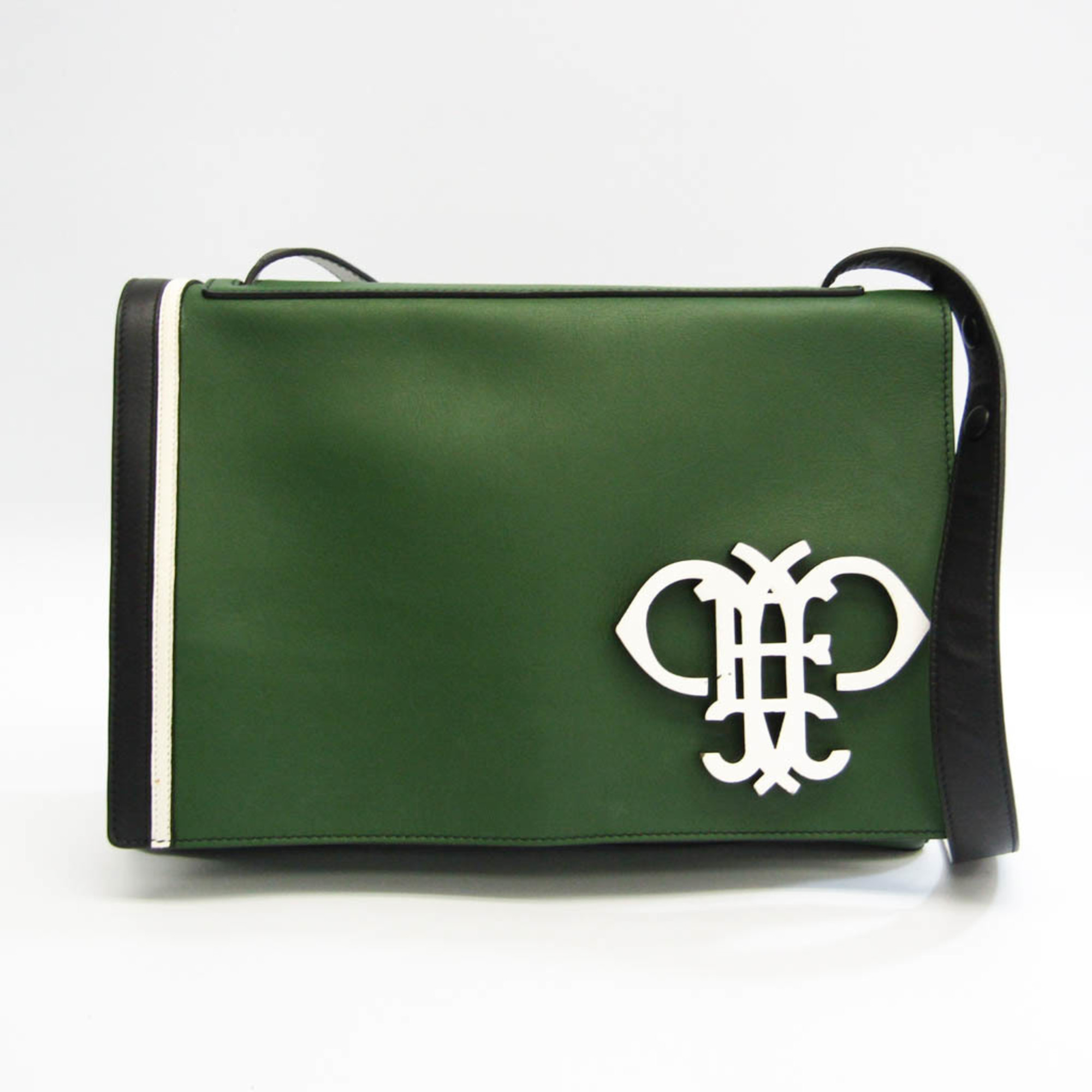 Emilio Pucci Logo Mark 61bc15 Women,Men Leather Shoulder Bag Black,Green,White